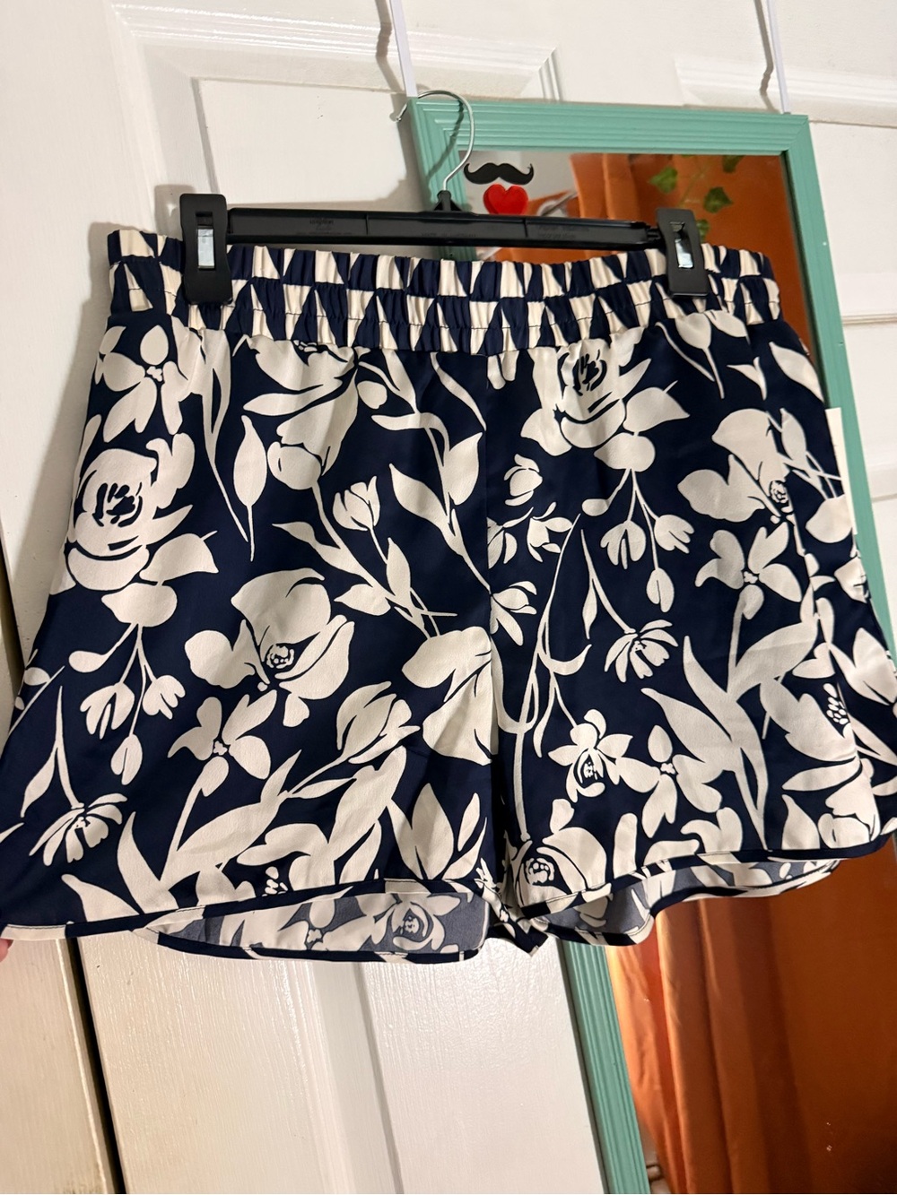 a new day Navy and White Floral High-Waist Shorts